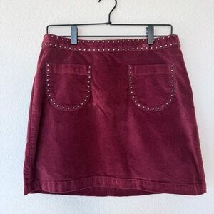 MOSSIMO Women’s Burgundy Velveteen Studded Mini Skirt Size 10